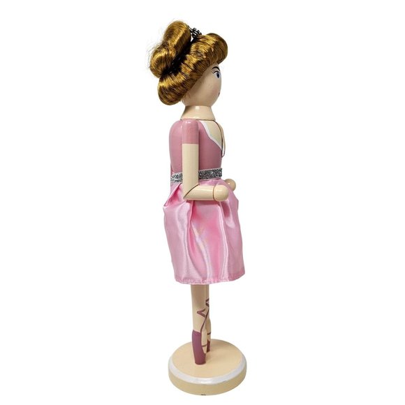 Ballerina Dancer with Tiara Pink 14" Wood Nutcracker - Christmas Gift - Picture 2 of 4